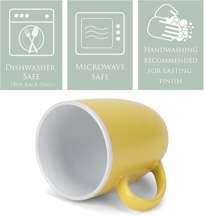 Elanze Designs Solid Color Warm Red Orange Yellow 16 ounce Matte Ceramic Mugs Assorted Set of 4