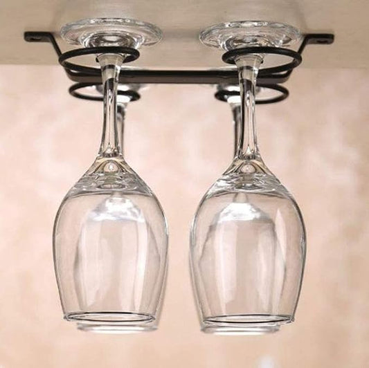 Under Cabinet Wine Glass Rack, Wine Glass Holder, Stemware Rack, Iron Hanging Glass Storage Hanger, Screw mounted, for Kitchen Bar