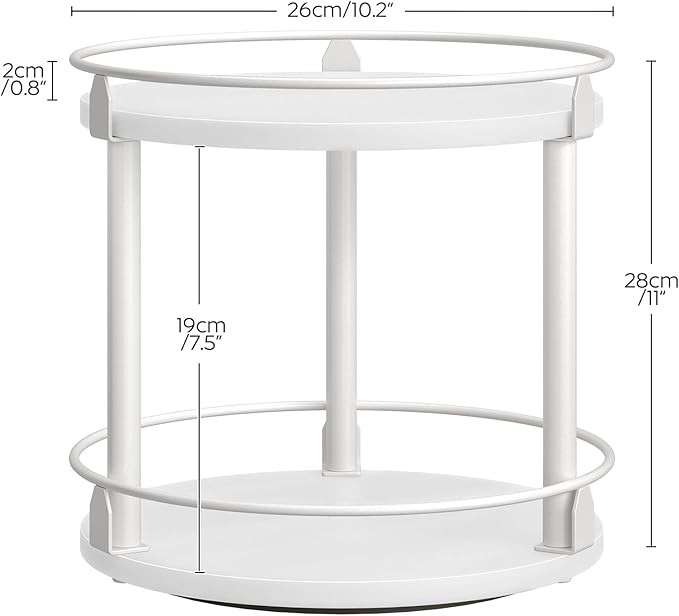 YATINEY Spice Rack, Set of 2 Lazy Susan Organizer, 2-Tier Turntable Organizer For Cabinet, Compact and Versatile, for Kitchen Countertop, White SR22L2WW