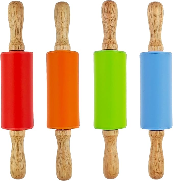 4 Pack Small Rolling Pin for Kids, Kids Rolling Pin for Home Kitchen (9 Inch)