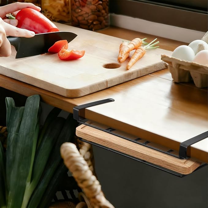 Hanging Cutting Board Rack Cabinet Organizer Metal Holder for Kitchen Supplies Storage with Pot Lid and Mug Space 10.23X9.84X2.75 Inch