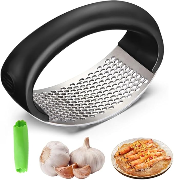 Generic 2025 Stainless Steel Garlic Crusher - Garlic Press, Home Kitchen Utensils Portable Manual Garlic Crusher, Black 1pc