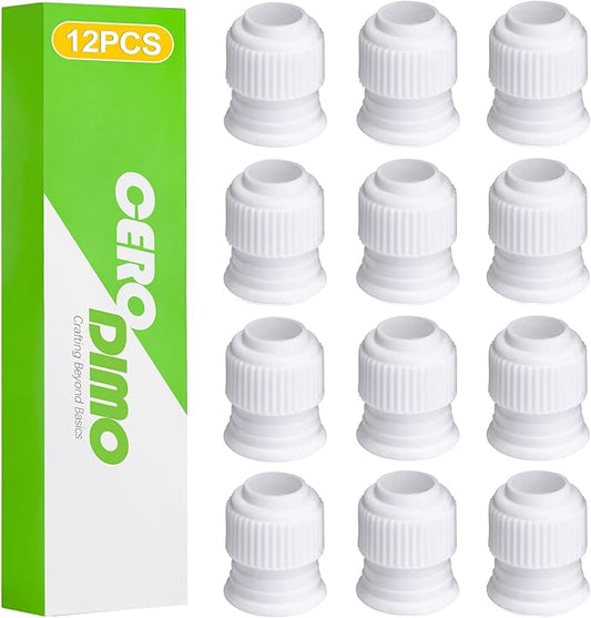 12 Pcs Couplers for Piping Bags, Standard Cake Decorating Icing Couplers, Plastic Coupler Tip Set for Frosting Nozzles, Piping Bag Clips, 1.2 x 1 Inch