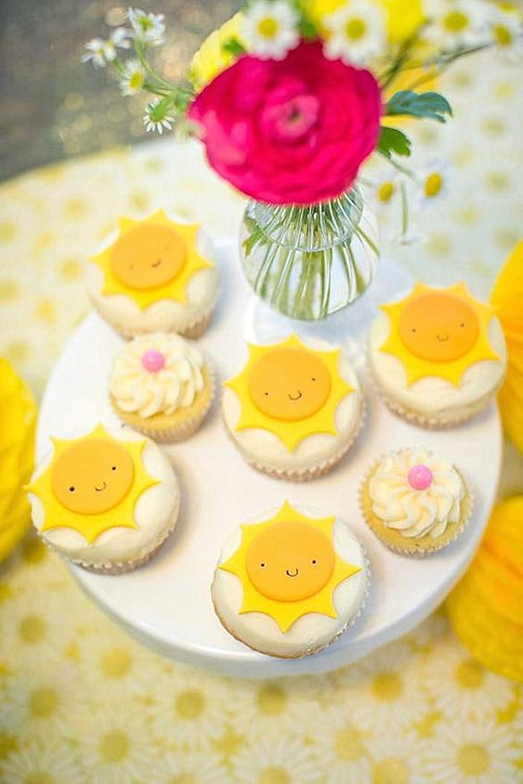 JeVenis Set of 6 Party Supplies - You are my Sunshine Cake Mold & Cupcake Decoration - Sun & Cloud Molds
