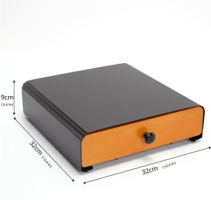 Coffee Pod Holder Storage Drawer for K Cup,36 Pod Capacity, Countertop Organizer, Metal, 12.6" L x 12.6" W x 3.5" H, Black.