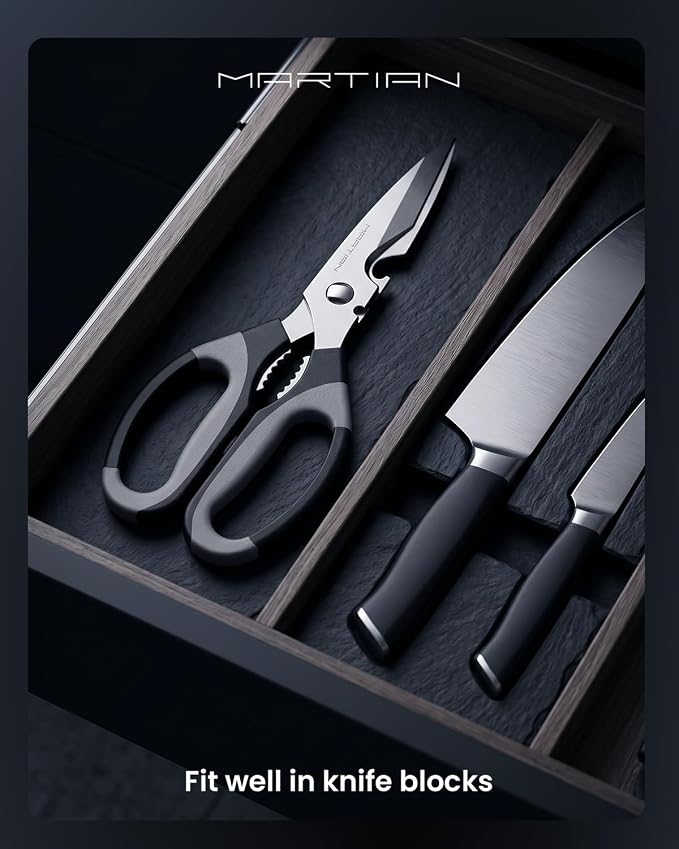 8" Sharp Heavy Duty Kitchen Scissors, Stainless Steel Food Scissors, Multi Purpose Dishwasher Safe Kitchen Shears for Food