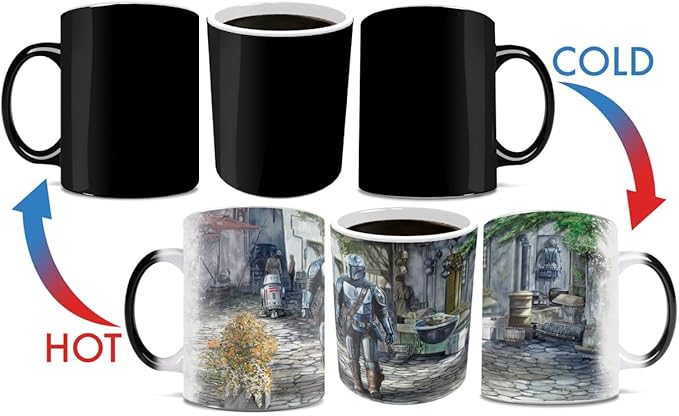 Morphing Mugs Star Wars – The Mandalorian – A Welcome Sight - Thomas Kinkade Studios – One 11 oz Color Changing Ceramic Mug – Image Revealed When HOT Liquid Is Added! MMUG1661