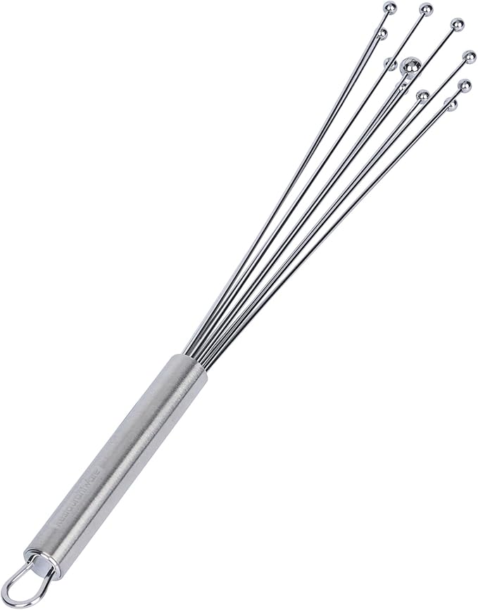 Restaurantware 12.5 in Stainless Steel Ball Whisk - 6 Pack - German Standard Egg Beater with Ergonomic Handle, Dishwasher Safe - Manual Mixer Cooking Whisk for Baking, Stirring, Sauces, Beating