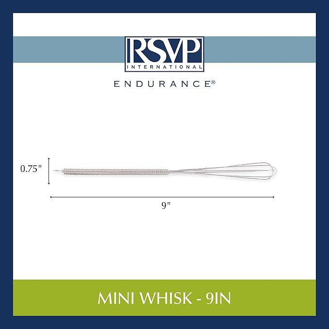 RSVP International Kitchen Tool Collection, Stainless Steel, Dishwasher Safe, Whisk, 9" (Pack of 3)