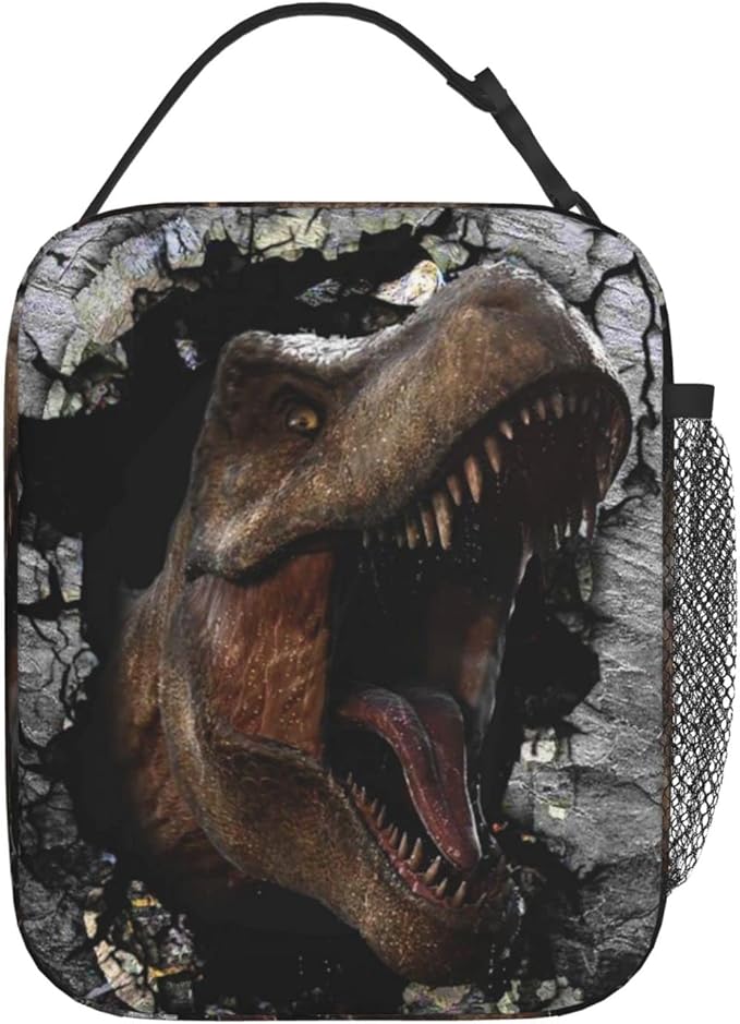 YETTA YANG 3d Dinosaur Trex Dino Portable Lunch Bag Insulated Lunch Box Reusable Totes For Women Men Work Picnic Camping