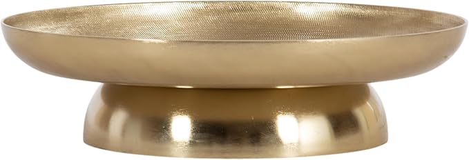 Kate and Laurel Stovring Modern Metal Round Lazy Susan, 12 Inch Diameter, Gold, Transitional Aluminum Circular Rotating Pedestal Tray Organizer for Tabletop Decor or Kitchen Storage