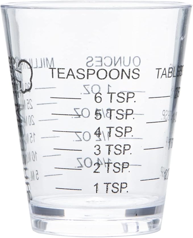 Chef Craft Classic Plastic Shot Glass Measurer, 1 ounce teaspoon/tablespoon, Clear