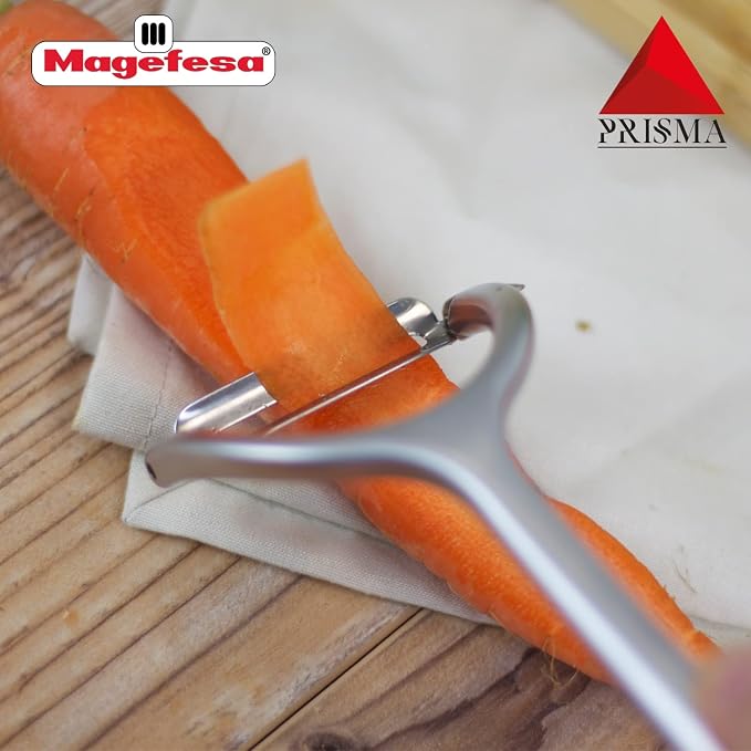 Magefesa Prisma 3-Piece Stainless Steel Kitchen Utensil Set – Includes Kitchen Scissors, Oscillating Peeler & Garlic Press – Premium 18/10 Stainless Steel, Dishwasher Safe