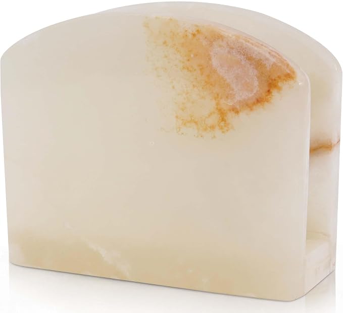 Radicaln Marble Napkin Holder 5.5" Inches White Onyx Handmade Simple Modern Home & Kitchen Napkins Paper Holder For Countertop - Ideal Napkin Holder for Home Decor