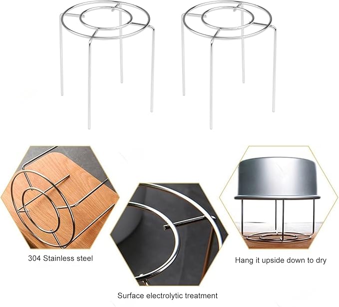 Pack of 2 Stainless Steel Cake Cooling Rack for Even Airflows Steaming Tool Round Steamer Kitchen Baking Accessories