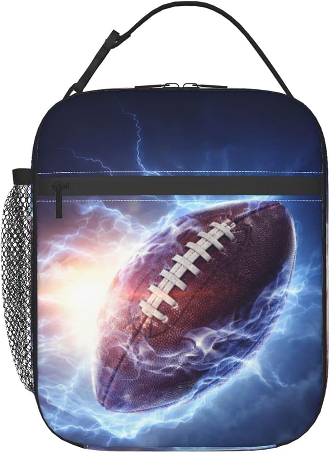 Football Lunch Box Insulated Thermal Reusable Lunch Bag Cooler Totes For Men Work Office Picnic Hiking