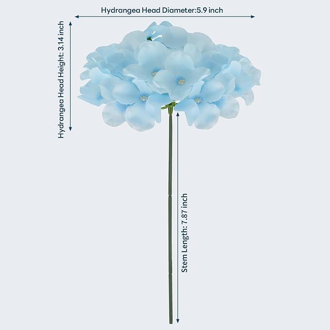 64 PCS Silk Hydrangea Flowers with Detachable Stems, Full Artificial Hydrangea Heads for Wedding Centerpieces, Bridal Shower Bouquets, DIY Floral Arrangements & Home Decor