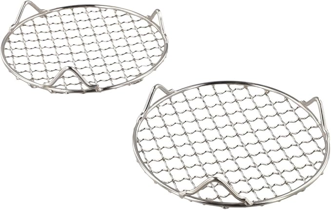 for Round Cooling Rack 2-Pack for Baking and Cooking, for Stainless Steel Wire Grid for Oven, Steamer and BBQ, Easy to Clean, Silver
