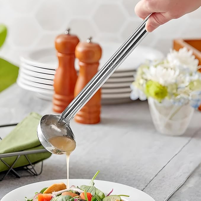 OCS Parts Set of 3 Stainless Steel Culinary Ladles | One-Piece Dishwasher Safe Home, Restaurant, Buffet and Catering Serving Ladle for Sauces, Soup, Gravy, and Salad Dressing (0.5-2 - 4 Ounce)