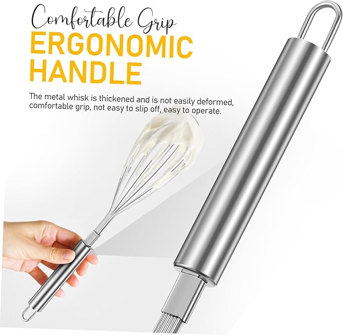 Stainless Steel Balloon Whisk Hand Whisking Tool for Cooking Mixing and Beating Eggs Comfortable Grip Multi Functional Kitchen Utensil for Baking and Food Preparation