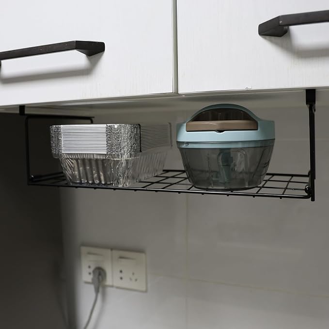 Foil and Plastic Wrap Organizer Kitchen Under Cabinet Desk Pantry Hanging Organizer Storage Foldable Rack (White
