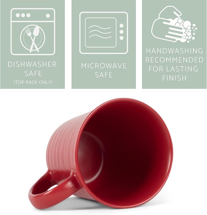 Elanze Designs Red Matte Glaze Finish 17 ounce Stoneware Coffee Cup Mugs Set of 4