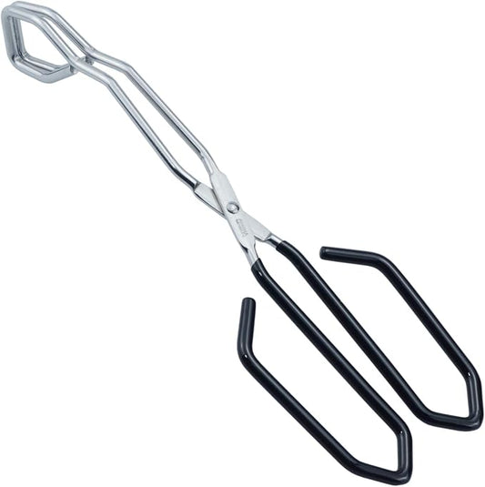 HINMAY Stainless Steel Scissor Tongs with Black Handle 11-Inch Heavy Duty Wire Tongs