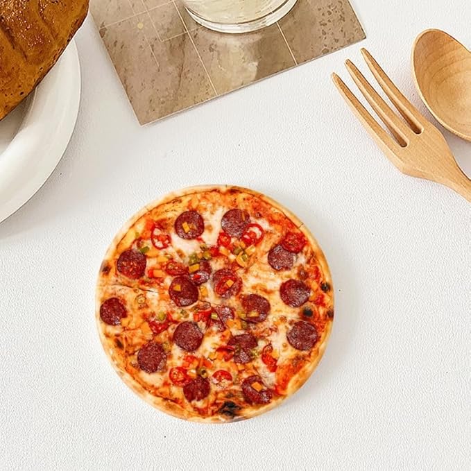 1 Pcs Coffee Cup Coasters for Drinks, Good Pepperoni Pizza Round Absorbent Non-Slip Ceramic Stone Cork Coasters for Kitchen Living Room Office Decoration Bar (4 * 4 Inch)