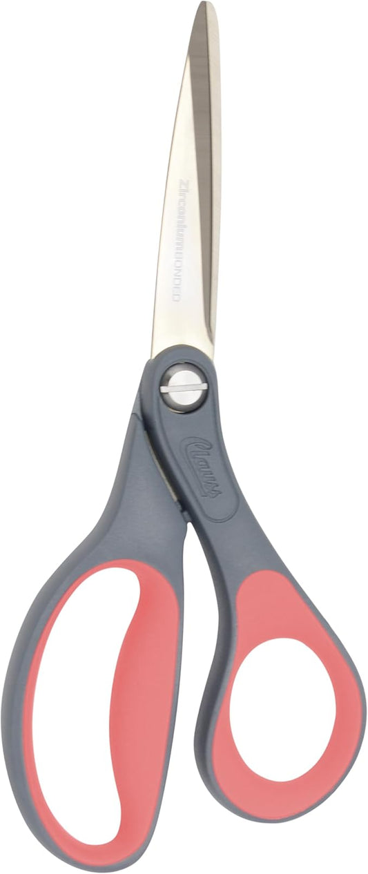 Clauss Industrial Heavy-Duty Zirconium Bonded Scissors, Ergonomic Overmolded Handle, Precision-Ground Blades, 8-Inch