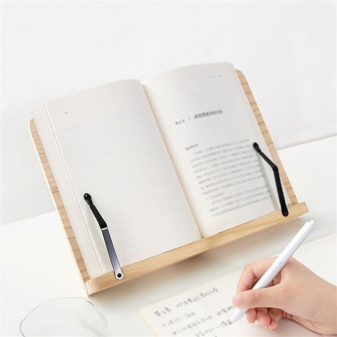 Book Stand Book Holder Tray Simple Wooden Desktop Reading Frame Adjustable Book Clip Small Bookstand Book Holder Cookbook Stand for Kitchen (Color : A)