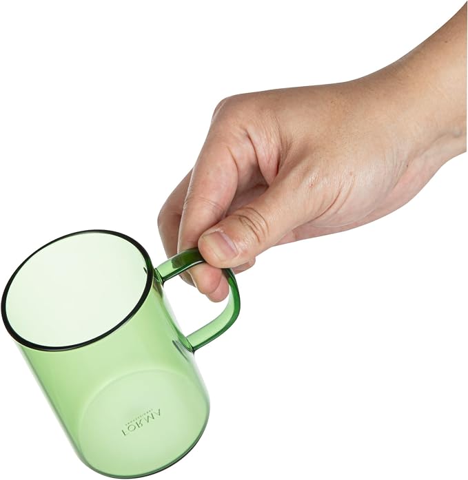 Restaurantware Glass Coffee Mug 2 Count 7 Oz Borosilicate Tea Cup with Ergonomic Handle, Dishwasher-Safe Green Thermal Resistant Mug for Hot and Cold Drinks