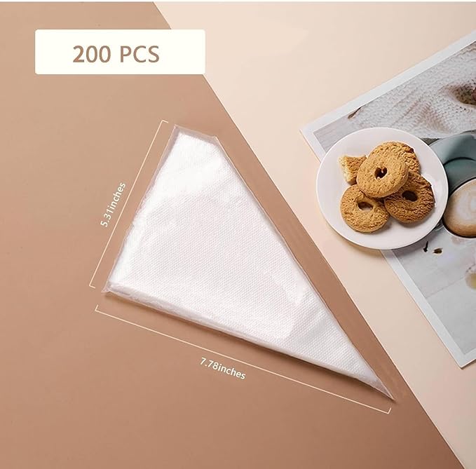 Mini Piping Bags, Disposable 7.6in Small Piping Bags 200pcs, Pastry Piping Bags for Cream Frosting, Icing Bags for Cake and Dessert Decorations Cake Decoration and Desserts