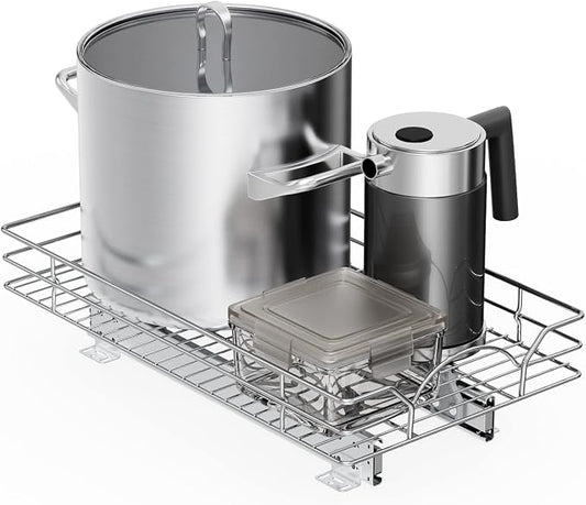 LOVMOR Pull Out Cabinet Organizer and Storage 11" W x 21" D, Slide Out Shelves for Kitchen Cabinets
