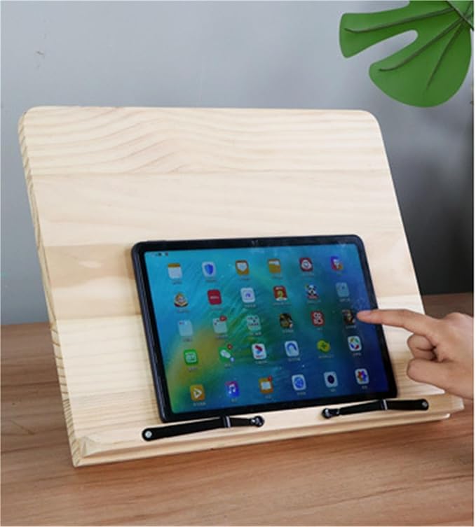 Kitchen Recipe Holder Wooden Bookshelf Adjustable Angle Reading Shelf Suitable for Textbooks, Cookbooks Tablets(28cm)