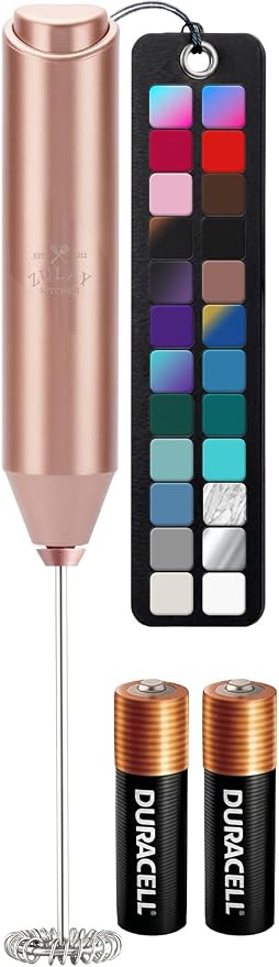 Zulay Kitchen Powerful Milk Frother AA Batteries Included – Ultra Fast Handheld Drink Mixer with Stainless Steel Whisk Stirrer for Coffee, Protein, Matcha & More, Frother Wand Electric Frothmate