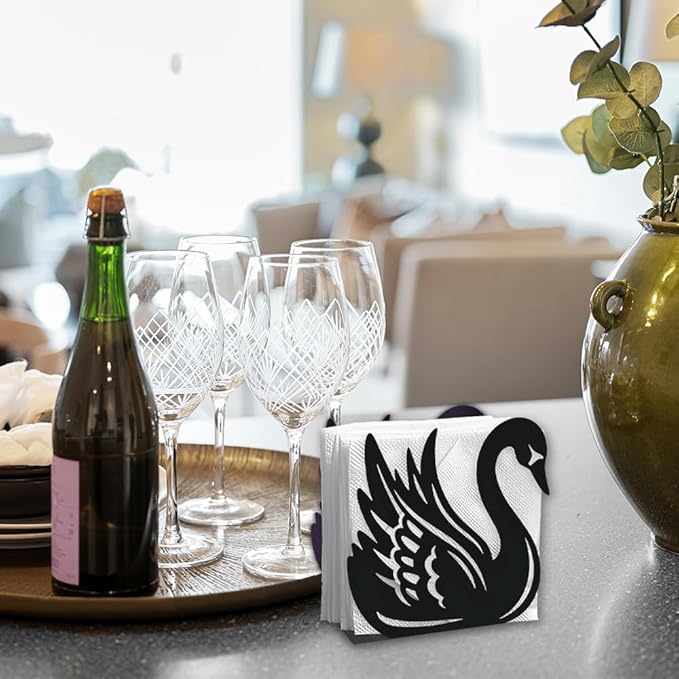 Swan Decorative Black Metal Napkin Holder for Table, 5.3" x 4.9" x 1.9" Swan Animal Standing Napkin Holder for Home Kitchen Restaurant Picnic Party Coffee Bar Dining Room