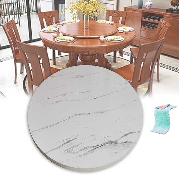 Rotating Serving Tray Round - Wooden Lazy Susan Turntable For Kitchen Dining Table Tabletop Turntable - Rotating By Hand, 360° Swivel Plate, Convenient Sharing Of All Dishes (Color : White-B, Size :