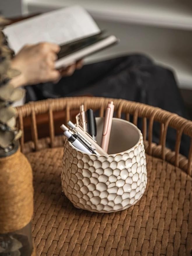 Utensil Crock, 4.5 Inches Utensil Holder for Counter, Kitchen Utensil Organizer, Farmhouse Kitchens Countertop Decor, Flower Pot, Makeup Tool Holder, Pen Holder