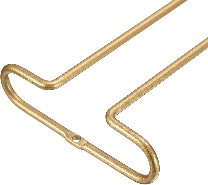 uxcell Wine Glass Rack Under Cabinet, 2Pcs 10-Inch Stemware Wine Glass Hanging Rack Stainless Steel Wine Glass Organizer Storage Hanger for 5mm Stemware Column, Gold