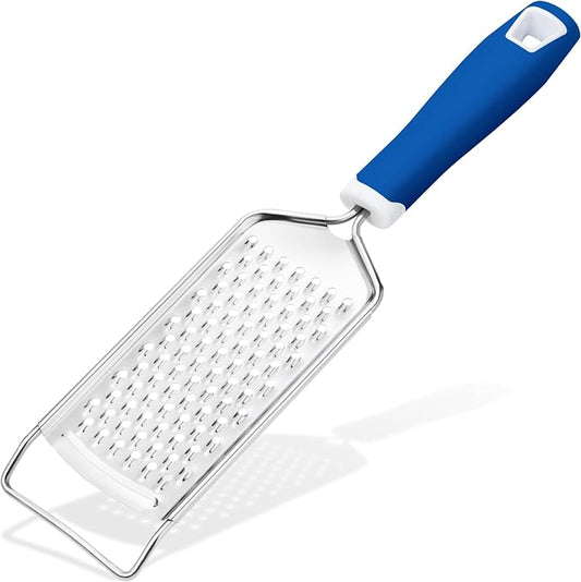Rainspire Professional Cheese Graters for Kitchen Stainless Steel Handheld, Metal Lemon Zester Grater With Handle For Cheese, Chocolate, Spices, Kitchen Gadgets And Tools, Soft Grip Handle, Dark Blue