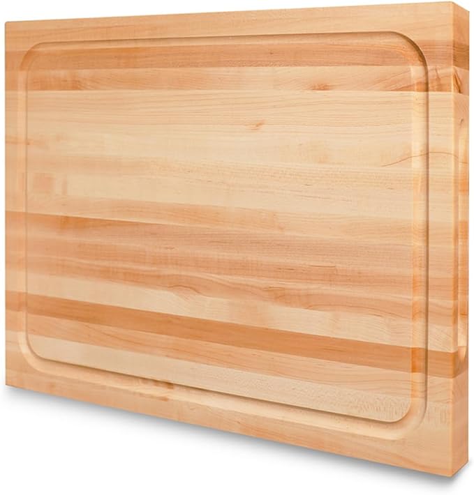 CONSDAN Hard Maple Wood Cutting Board for Kitchen, USA Grown Hardwood, 16 x 12, with Invisible Inner Handle, Prefinished with Food-Grade Oil, Suitable for Kitchen Edge Grain, 1-1/2" Thick
