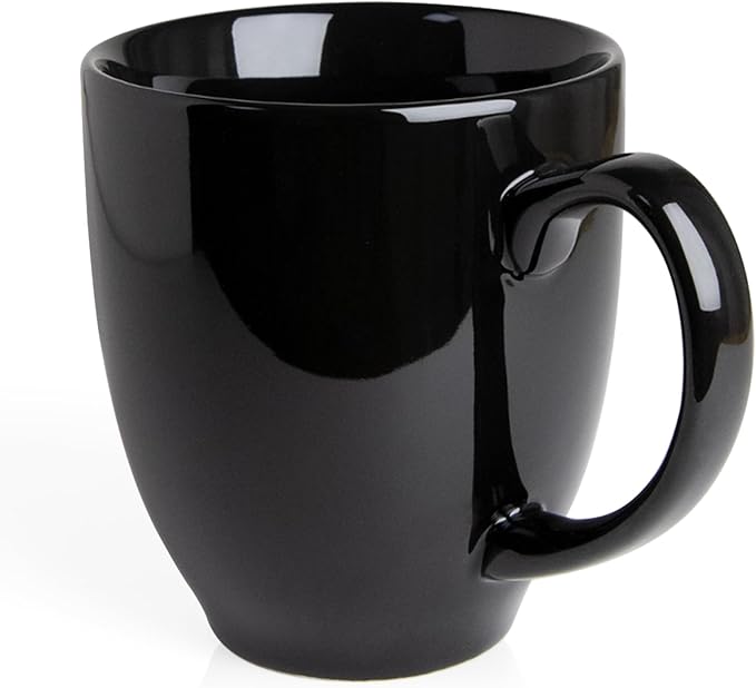 Durable 16 oz Ceramic Black Coffee Mug, Large Coffee Cup with Ergonomic Handle, Ideal Tea Mug for Home, Office, Gift, Dishwasher & Microwave Safe (coffee, Tea, Hot Cocoa, Latte Cup)