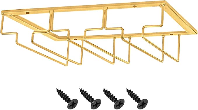 MOCOUM Under Cabinet Stemware Rack, Glass Hanger Rack - Wire Wine Glass Holder Storage Hanger for Cabinet, Kitchen, Bar