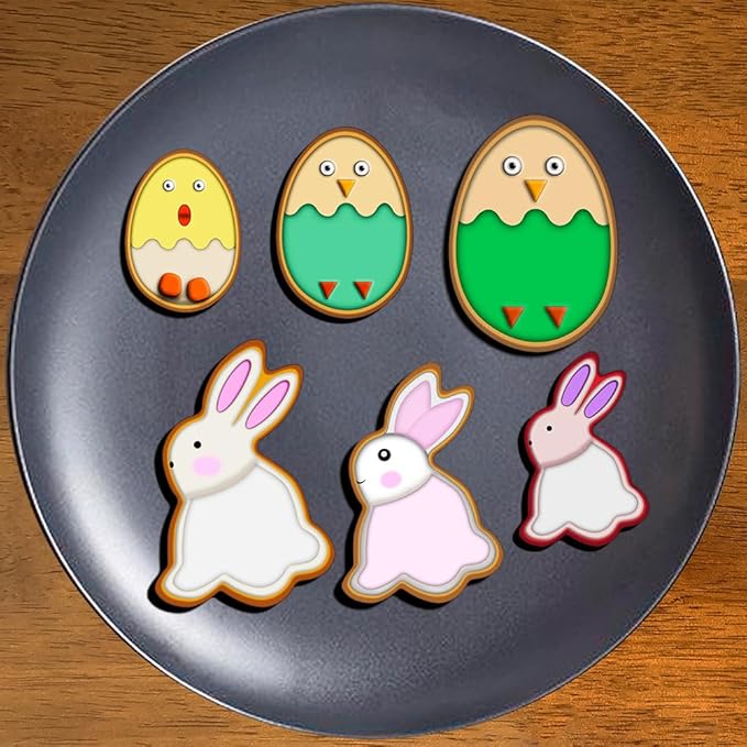 18 Pieces Easter Cookie Cutter Set - Bunny, Bunny Face, Rabbit, Egg, Chick, Carrot - Stainless Steel Easter Cookie Cutters - Large Cookie Cutters for Spring Holiday Baking