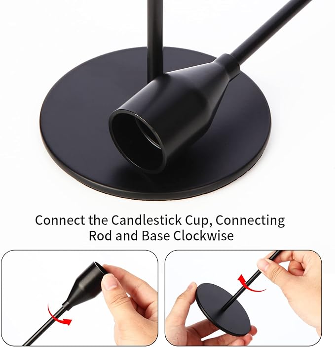 Oatnauxil Matte Black Candle Holders Black Candlestick Holders Metal Candle Holder for Wedding, Dinning, Party, Fits 3/4 inch Thick Candle&Led Candles (Set of 6 Pcs)