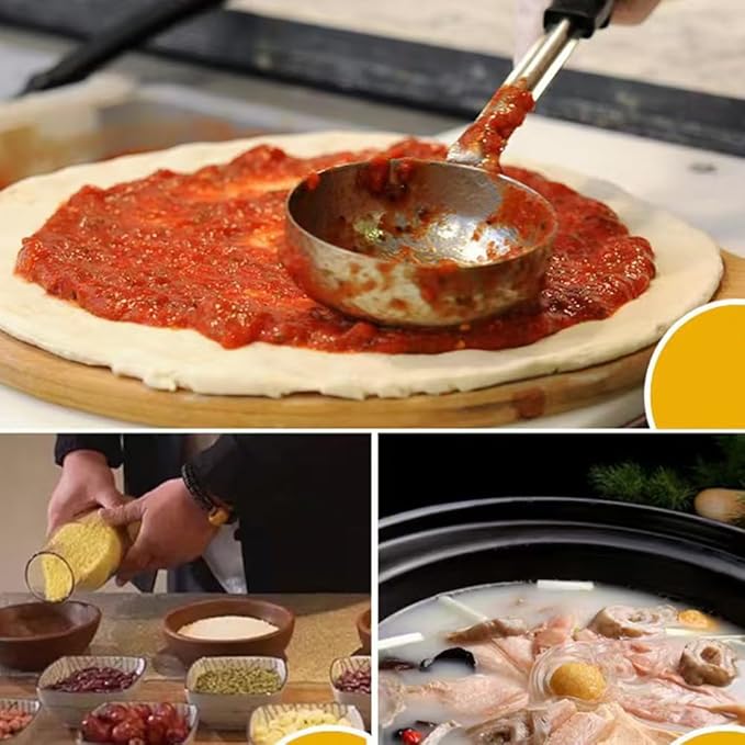 Portion Control Spoons Pizza Sauce Serving Spoons 6 Pack: 3 Slotted 3 Solid 4oz 6oz 8oz Stainless Steel