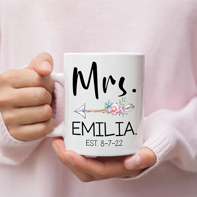 Custom Name With Est Mug, Couple Set Coffee Mugs, Personalized Mrs & Mr Ceramic Mug, Wedding Mug Set Of 2, Customized Couple Mug Design For Wife And Husband, Custom Couple Cup White 11oz Or 15oz