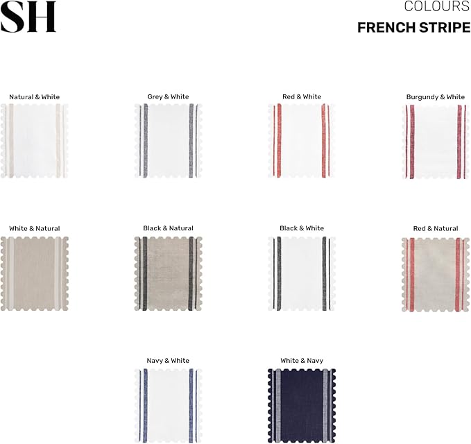 Solino Home Linen Table Runner 72 Inches Long - 100% Pure Linen White and Dusty Pink French Stripe Table Runner 14 x 72 Inch for Dining, Dresser, Spring, Summer