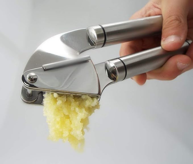 Best Garlic Press With Cleaning Brush - Solid 18/10 Stainless Steel Garlic Crusher Mincer Ginger Tools