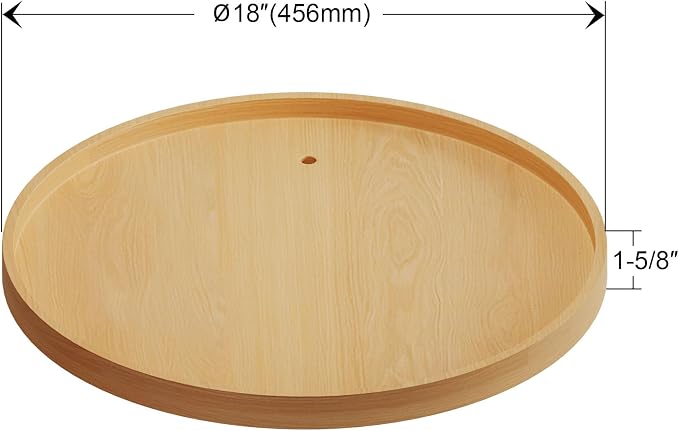 Dowell 18" Natural Wood Full Circle Lazy Susan with Aluminum Bearing for Corner Cabinets (4006 360)